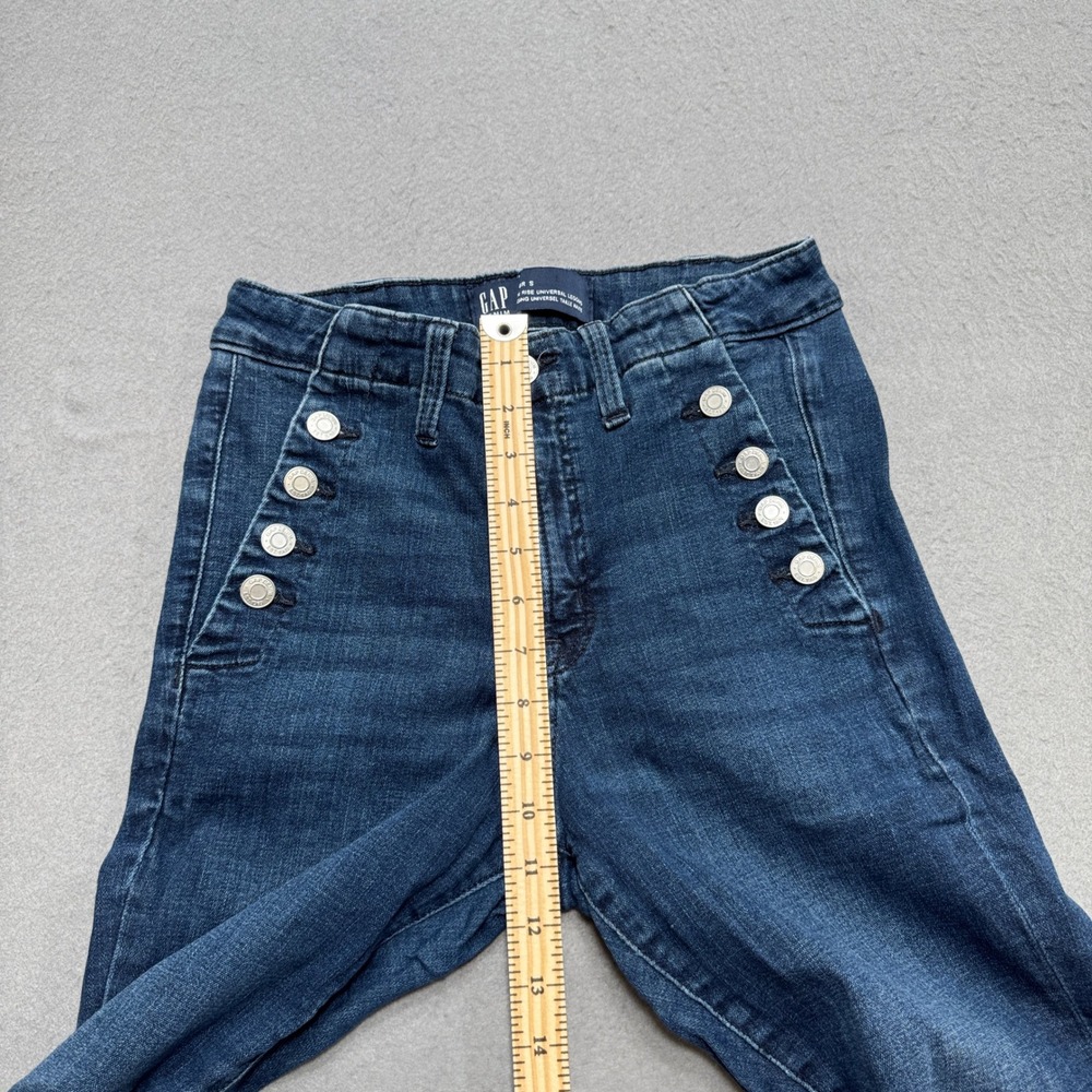 GAP Jeans Women's 6/28R Blue Denim Dark Wash High Rise Universal Leggings Button - Picture 5 of 7
